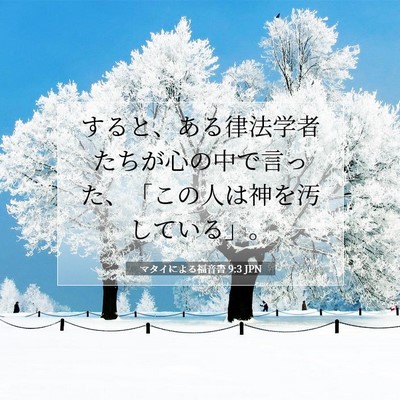 Picture 07 - マタイによる福音書 9:3 JPN - すると、ある律法学者たちが心の中 - Bible Verse Picture