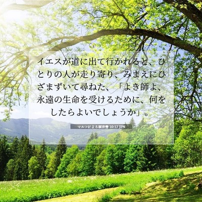 Picture 07 - マルコによる福音書 10:17 JPN - イエスが道に出て行かれると、ひと - Bible Verse Picture