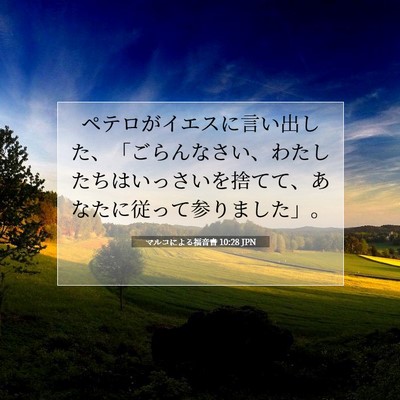 Picture 07 - マルコによる福音書 10:28 JPN - ペテロがイエスに言い出した、「ご - Bible Verse Picture
