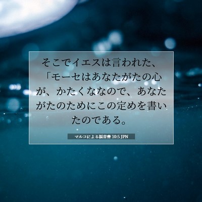 Picture 07 - マルコによる福音書 10:5 JPN - そこでイエスは言われた、「モーセ - Bible Verse Picture