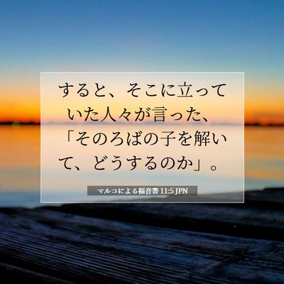 Picture 07 - マルコによる福音書 11:5 JPN - すると、そこに立っていた人々が言 - Bible Verse Picture