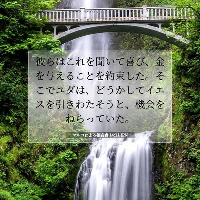Picture 07 - マルコによる福音書 14:11 JPN - 彼らはこれを聞いて喜び、金を与え - Bible Verse Picture