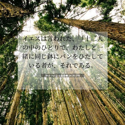 Picture 07 - マルコによる福音書 14:20 JPN - イエスは言われた、「十二人の中の - Bible Verse Picture