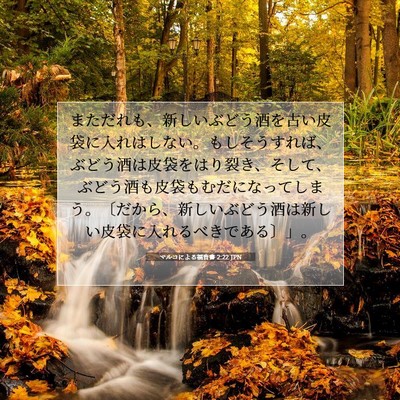 Picture 07 - マルコによる福音書 2:22 JPN - まただれも、新しいぶどう酒を古い - Bible Verse Picture