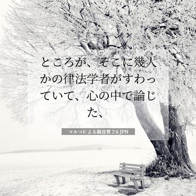 Picture 07 - マルコによる福音書 2:6 JPN - ところが、そこに幾人かの律法学者 - Bible Verse Picture