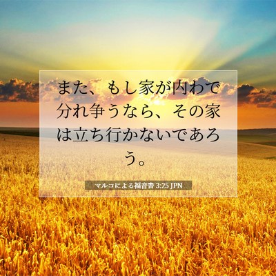 Picture 07 - マルコによる福音書 3:25 JPN - また、もし家が内わで分れ争うなら - Bible Verse Picture