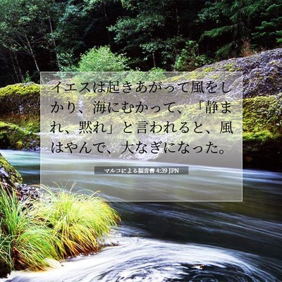 Picture 07 - マルコによる福音書 4:39 JPN - イエスは起きあがって風をしかり、 - Bible Verse Picture