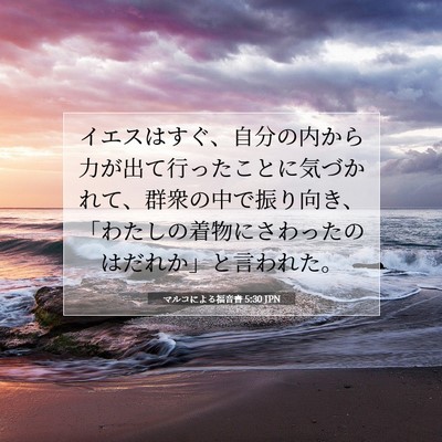 Picture 07 - マルコによる福音書 5:30 JPN - イエスはすぐ、自分の内から力が出 - Bible Verse Picture