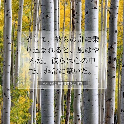 Picture 07 - マルコによる福音書 6:51 JPN - そして、彼らの舟に乗り込まれると - Bible Verse Picture