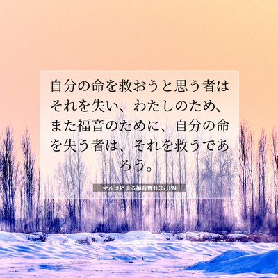 Picture 07 - マルコによる福音書 8:35 JPN - 自分の命を救おうと思う者はそれを - Bible Verse Picture