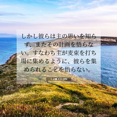 Picture 07 - ミカ書 4:12 JPN - しかし彼らは主の思いを知らず、ま - Bible Verse Picture