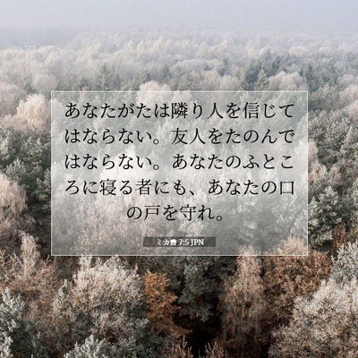 Picture 07 - ミカ書 7:5 JPN - あなたがたは隣り人を信じてはなら - Bible Verse Picture