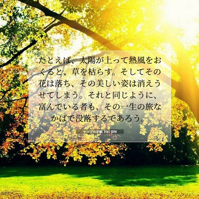Picture 07 - ヤコブの手紙 1:11 JPN - たとえば、太陽が上って熱風をおく - Bible Verse Picture