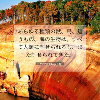 Picture 07 - ヤコブの手紙 3:7 JPN - あらゆる種類の獣、鳥、這うもの、 - Bible Verse Picture