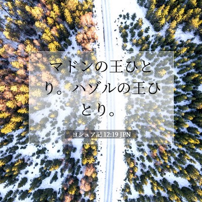 Picture 07 - ヨシュア記 12:19 JPN - マドンの王ひとり。ハゾルの王ひと - Bible Verse Picture