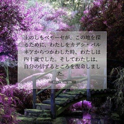 Picture 07 - ヨシュア記 14:7 JPN - 主のしもべモーセが、この地を探る - Bible Verse Picture
