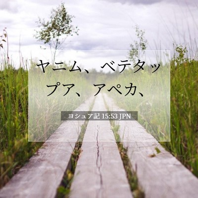 Picture 07 - ヨシュア記 15:53 JPN - ヤニム、ベテタップア、アペカ、 - Bible Verse Picture