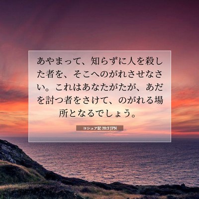 Picture 07 - ヨシュア記 20:3 JPN - あやまって、知らずに人を殺した者 - Bible Verse Picture