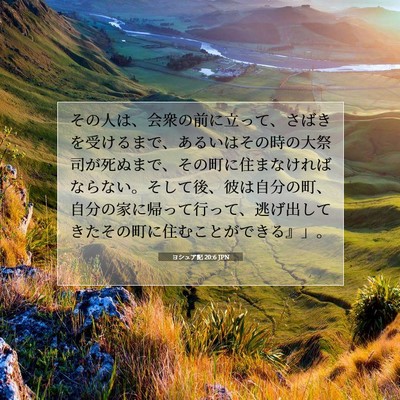 Picture 07 - ヨシュア記 20:6 JPN - その人は、会衆の前に立って、さば - Bible Verse Picture