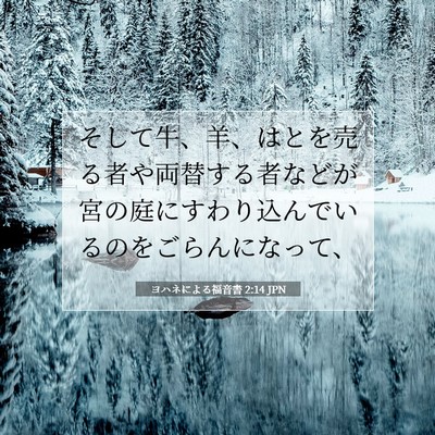 Picture 07 - ヨハネによる福音書 2:14 JPN - そして牛、羊、はとを売る者や両替 - Bible Verse Picture