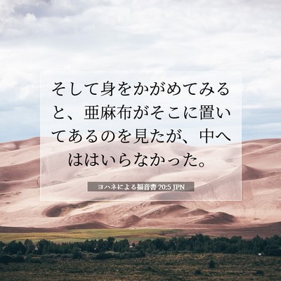 Picture 07 - ヨハネによる福音書 20:5 JPN - そして身をかがめてみると、亜麻布 - Bible Verse Picture