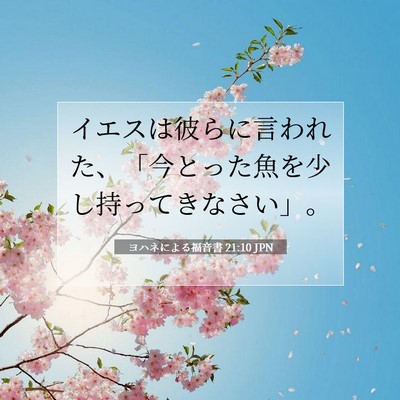 Picture 07 - ヨハネによる福音書 21:10 JPN - イエスは彼らに言われた、「今とっ - Bible Verse Picture