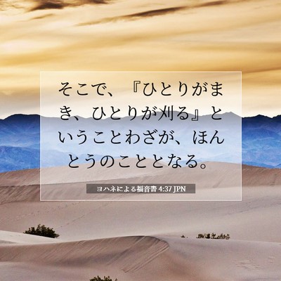 Picture 07 - ヨハネによる福音書 4:37 JPN - そこで、『ひとりがまき、ひとりが - Bible Verse Picture