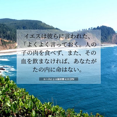 Picture 07 - ヨハネによる福音書 6:53 JPN - イエスは彼らに言われた、「よくよ - Bible Verse Picture