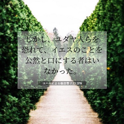 Picture 07 - ヨハネによる福音書 7:13 JPN - しかし、ユダヤ人らを恐れて、イエ - Bible Verse Picture