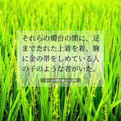 Picture 07 - ヨハネの黙示録 1:13 JPN - それらの燭台の間に、足までたれた - Bible Verse Picture