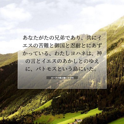 Picture 07 - ヨハネの黙示録 1:9 JPN - あなたがたの兄弟であり、共にイエ - Bible Verse Picture