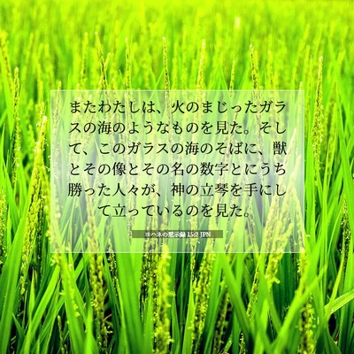 Picture 07 - ヨハネの黙示録 15:2 JPN - またわたしは、火のまじったガラス - Bible Verse Picture