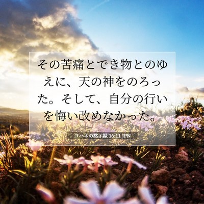 Picture 07 - ヨハネの黙示録 16:11 JPN - その苦痛とでき物とのゆえに、天の - Bible Verse Picture