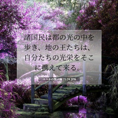 Picture 07 - ヨハネの黙示録 21:24 JPN - 諸国民は都の光の中を歩き、地の王 - Bible Verse Picture