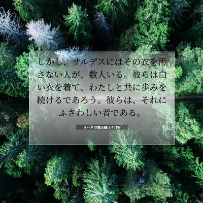 Picture 07 - ヨハネの黙示録 3:4 JPN - しかし、サルデスにはその衣を汚さ - Bible Verse Picture