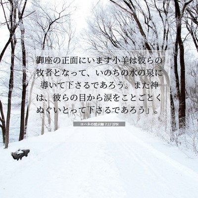 Picture 07 - ヨハネの黙示録 7:17 JPN - 御座の正面にいます小羊は彼らの牧 - Bible Verse Picture