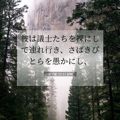 Picture 07 - ヨブ記 12:17 JPN - 彼は議士たちを裸にして連れ行き、 - Bible Verse Picture
