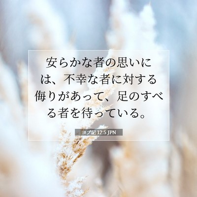 Picture 07 - ヨブ記 12:5 JPN - 安らかな者の思いには、不幸な者に - Bible Verse Picture