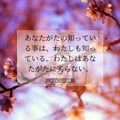 Picture 07 - ヨブ記 13:2 JPN - あなたがたの知っている事は、わた - Bible Verse Picture