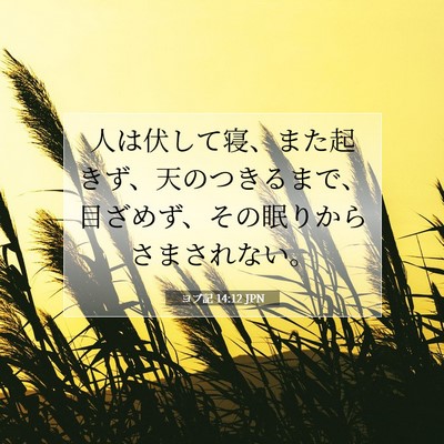 Picture 07 - ヨブ記 14:12 JPN - 人は伏して寝、また起きず、天のつ - Bible Verse Picture