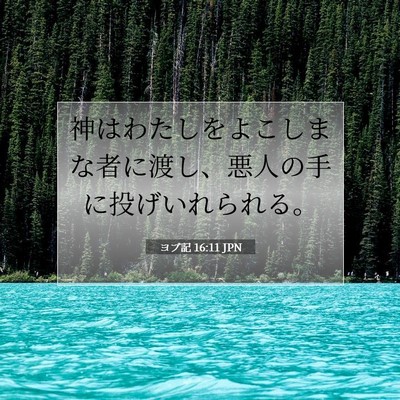 Picture 07 - ヨブ記 16:11 JPN - 神はわたしをよこしまな者に渡し、 - Bible Verse Picture
