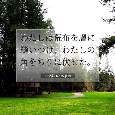 Picture 07 - ヨブ記 16:15 JPN - わたしは荒布を膚に縫いつけ、わた - Bible Verse Picture