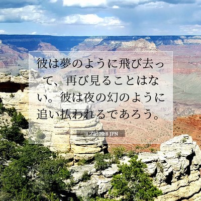 Picture 07 - ヨブ記 20:8 JPN - 彼は夢のように飛び去って、再び見 - Bible Verse Picture