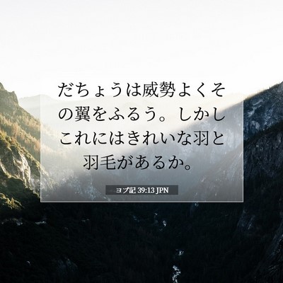 Picture 07 - ヨブ記 39:13 JPN - だちょうは威勢よくその翼をふるう - Bible Verse Picture