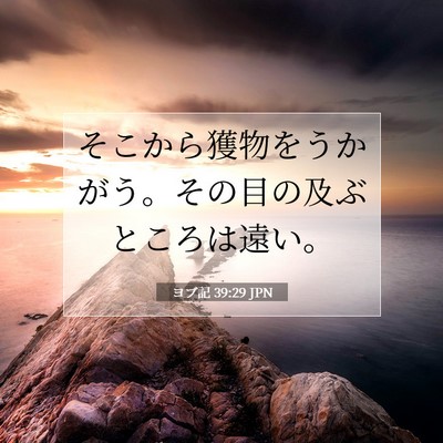 Picture 07 - ヨブ記 39:29 JPN - そこから獲物をうかがう。その目の - Bible Verse Picture