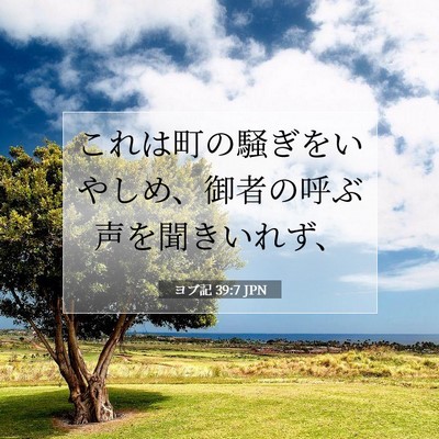Picture 07 - ヨブ記 39:7 JPN - これは町の騒ぎをいやしめ、御者の - Bible Verse Picture