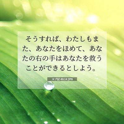 Picture 07 - ヨブ記 40:14 JPN - そうすれば、わたしもまた、あなた - Bible Verse Picture