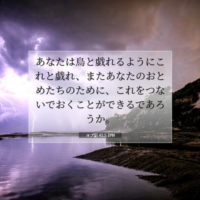 Picture 07 - ヨブ記 41:5 JPN - あなたは鳥と戯れるようにこれと戯 - Bible Verse Picture
