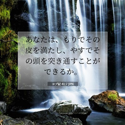 Picture 07 - ヨブ記 41:7 JPN - あなたは、もりでその皮を満たし、 - Bible Verse Picture