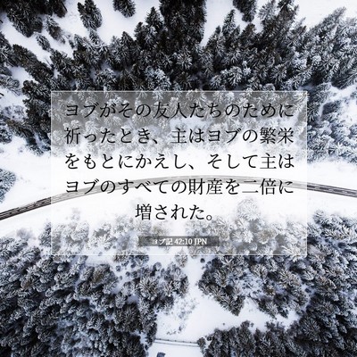 Picture 07 - ヨブ記 42:10 JPN - ヨブがその友人たちのために祈った - Bible Verse Picture